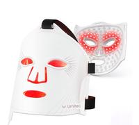 Umitec Zone Craft LED Face Mask, Red Light Therapy Mask, Four Modes Three Levels, Remote Control 10 Minutes, 4000mAh, Storage Bag, Eye Pads, Gift for Wife, Girls(White)