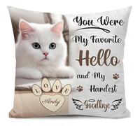 Umitive Custom Memorial Pet Pillow - Personalized Photo & Name for Cats- Comfort Keepsake for Loss of Beloved Pet - Remembrance Cushion Soft Hugging Memorial Gift (Style C)