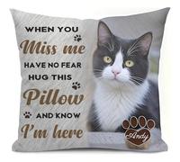 Umitive Custom Memorial Pet Pillow - Personalized Photo & Name for Cats- Comfort Keepsake for Loss of Beloved Pet - Remembrance Cushion Soft Hugging Memorial Gift (Style D)