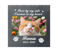 Umitive Custom Pet Memorial Stone - Personalized Cat Grave Marker with Name & Photo - Sympathy Gifts for Loss of Beloved Pet - Cemetery Decor - Rainbow Bridge Memorial for Cats (Style G)