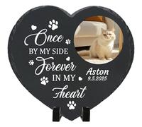 Umitive Custom Pet Memorial Stone - Personalized Cat Grave Marker with Name & Photo - Sympathy Gifts for Loss of Beloved Pet - Cemetery Decor - Rainbow Bridge Memorial for Cats (Style C)