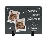 Umitive Custom Pet Memorial Stone - Personalized Cat Grave Marker with Name & Photo - Sympathy Gifts for Loss of Beloved Pet - Cemetery Decor - Rainbow Bridge Memorial for Cats (Style L)