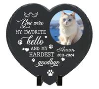 Umitive Custom Pet Memorial Stone - Personalized Cat Grave Marker with Name & Photo - Sympathy Gifts for Loss of Beloved Pet - Cemetery Decor - Rainbow Bridge Memorial for Cats (Style E)