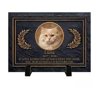Umitive Custom Pet Memorial Stone - Personalized Cat Grave Marker with Name & Photo - Sympathy Gifts for Loss of Beloved Pet - Cemetery Decor - Rainbow Bridge Memorial for Cats (Style N)