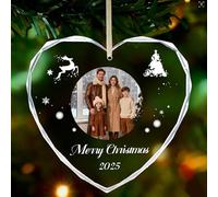 Umitive Customised Photo Christmas Ornament with Photo and Text - Personalised Christmas Decorations, Christmas Tree Glass Decorations for Family, Couples, First Christmas Together 2025 Gift (Style A)