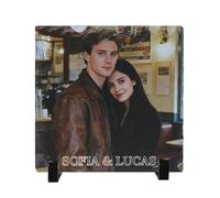 Umitive Personalised Photo Slate, Custom Engraved Photo & Text on Natural Stone Rock, Unique Anniversary, Wedding, Retirement Gift Idea, Cherished Keepsake for Lasting Memory (Style C)