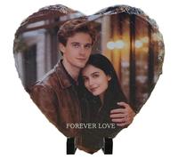 Umitive Personalised Photo Slate, Custom Engraved Photo & Text on Natural Stone Rock, Unique Anniversary, Wedding, Retirement Gift Idea, Cherished Keepsake for Lasting Memory (Style A)