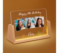 Umitive Personalized Gifts, Custom Photo & Name Acrylic Photo Frame Light for Birthday Gift - LED Base, Multiple Themes, Home Decor (Style G)