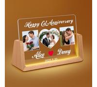 Umitive Personalized Gifts, Custom Photo & Name Acrylic Photo Frame Light for Valentine’s Day Gift - LED Base, Multiple Themes, Home Decor (Style D)