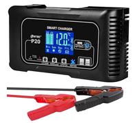 UMIUP 20 Amp Battery Charger Lithium, 12V and 24V LiFePO4,Lead-Acid(AGM/Gel/SLA) Car Battery Charger,Trickle Charger, Maintainer/Pulse Repair Charger Battery Desulfator for Car, Boat, Motorcycle...