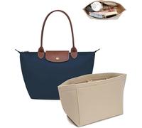 Umiup Bag Insert Organiser for Longchamp Le Pliage, Handbag Organiser Felt Bag Organiser with Multifunctional Pockets, Large Capacity for Longchamp Large/Medium/Small