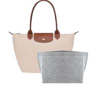 UMIUP Felt Purse Organizer Insert for Longchamp Le Pliage Tote, Bag Organizer Insert for Long Champ Large and More, Felt Zipper Bag Insert Organizer with Cup Holder (Grey, M10.23 * 7.87 * 5.12in)