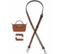 UMIUP Genuine Leather Shoulder Strap Handbag Strap Replacement Compatibility with L.ong C.hamp Le Pliage Pouches Conversion Kit Crossbody Shoulder Strap, Brown+Silver B