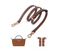 UMIUP Genuine Leather Shoulder Strap Handbag Strap Replacement Compatibility with L.ong C.hamp Le Pliage Pouches Conversion Kit Crossbody Shoulder Strap, Brown+Gold B