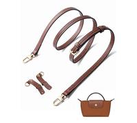 UMIUP Genuine Leather Shoulder Strap Handbag Strap Replacement Compatibility with L.ong C.hamp Le Pliage Pouches Conversion Kit Crossbody Shoulder Strap, Brown+Gold A