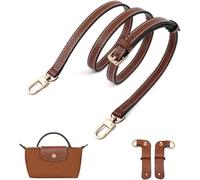 UMIUP Leather Purse Straps for Longchamp Bag Conversion Kit, Purse Straps Replacement for Longchamp Le Pliage Tote Bag Original Mini, Brown-gold a, Brown-Gold A