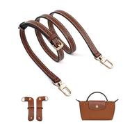 UMIUP Leather Purse Straps for Longchamp Bag Conversion Kit, Purse Straps Replacement for Longchamp Le Pliage Tote Bag Original Mini, Brown-gold a, Brown-Gold A