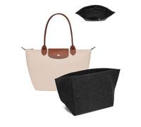 Umiup Longchamp Le Pliage Large Felt Handbag Organizer with Cup Holder and Zipper, 8 Compartments (Dark Grey, Large 28 x 25 x 17 cm)