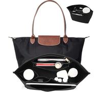 UMIUP Purse Organiser, Multi-Pocket Felt Handbag Organiser, Folding Tote Bag Organiser Insert for Insert Wallet Organiser for Longchamp (Black, Medium)
