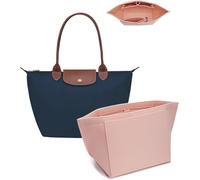 UMIUP Purse Organiser, Multi-Pocket Felt Handbag Organiser, Folding Tote Bag Organiser Insert for Insert Wallet Organiser for Longchamp (Pink, Medium)