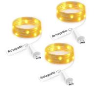 UMIWE Rechargeable LED Fairy Lights -USB Powered Battery Operated String Lights, Warm White Waterproof Copper Wire Firefly Light for Bedroom Wedding DIY Decor Christmas