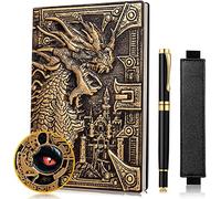 UMiWEi Vintage Dragon Embossed Leather Notebook DND Notebook Travel Journal with Ballpoint Pen and Pen Sleeve Antique Handmade A5 Journal,Hardcover Liner,Writing Notebook Gift for Men Women