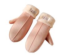 UMiWEi Winter Sheepskin Suede Mittens, Women’s Warm Full Fingers Thermal Fleece Lined Windproof Outdoor Cold Weather Gloves with String