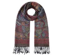 Umjetnost Womens Soft Silky Pashmina Rave Scarf Paisley Pattern Pashmina Shawl Wrap with Fringes, Black Red Big Paisley, One Size