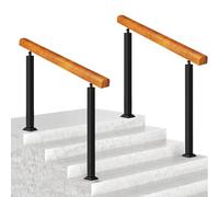 UMJIGF Wooden Handrail for 3 4 Steps Floor Mounted Stair Hand Railing for Indoor Outdoor Use Bannister Rail for Transitional Staircases Deck and Garden Height Adjustable,Height 95cm-60cm/24inch
