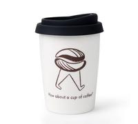 Umlaca Coffee Cup Ceramic Travel Mug with Lid for Hot Drinks, Insulated Double Wall Mug, 8.4oz/250ml, BPA Free, Dishwasher Safe, for Home, Office, Car, to Go, Coffee Bean Pattern