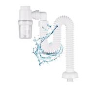 Umllpet 1/4 Inch Siphon, Space-Saving Siphon, Odour-Proof Flexible Siphon, Adjustable Siphon Basin, Flexible Drain Hose, Replaceable Waste Water Pipe, Drain Pipe with Odour Trap