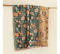 Umllpet Cotton Bedspread with Boho Fringes, Throw Blanket with Bird Motif, Skin-Friendly, Hypoallergenic Sofa Blanket for Sofa, Bed, Couch, Washable, in Size 150 x 200 cm