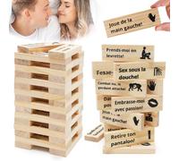 Umllpet French Naughty Block Tower Game, 48 Lust Tower Blocks for Couples, Adult Sex Games, Wooden Stacking Blocks, Gifts for Husband and Lover