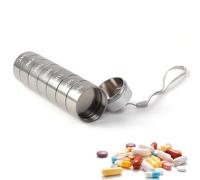 Umllpet Pill Box 7 Days, Stackable Aluminium Pill Box, Medicine Box with Secure Closure, Waterproof Medicine Dispenser for Travel and Home (Grey)