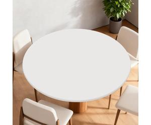 Umllpet Round Elasticated Table Cover, Waterproof Round Tablecloth, Elastic Edged Vinyl Rounde Fitted Tablecover, Oilcloth PVC Wipeable Outdoor Circular Plastic Table Cover, Transparent
