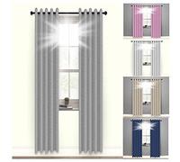 umlout 100% Blackout Linen Look Valencia Ring Top Eyelet Curtains Natural 43"x90", TOTAL BLACKOUT FABRIC