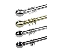 umlout Metal Curtain Pole Sphere 120-210cms, Nickel Brush, Extendible Inc Rings, Brackets And Fittings