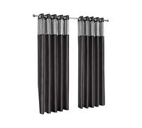 umlout Paris Black 66" w X 54" d Vertical Crushed Velvet Eyelet Ring Top Designer Lined Curtains, Choice Of 8 Sizes And 3 Colours