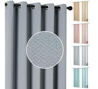 umlout Semi Blackout Thermal Curtains Genoa Ring Top Eyelet Charcoal 42"x72", Herringbone Design, Energy Saving For Bedroom & Living Room