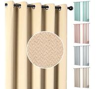 umlout Semi Blackout Thermal Curtains Genoa Ring Top Eyelet Coffee 42"x90", Herringbone Design, Energy Saving For Bedroom & Living Room