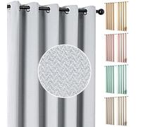 umlout Semi Blackout Thermal Curtains Genoa Ring Top Eyelet Grey 62"x72", Herringbone Design, Energy Saving For Bedroom & Living Room