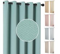 umlout Semi Blackout Thermal Curtains Genoa Ring Top Eyelet Mid Green 42"x54", Herringbone Design, Energy Saving For Bedroom & Living Room
