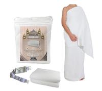UMMA ESSENTIALS Ihram Towel for Boys - 2 Piece White Towels - Boys Ihram Ahram Ehram Towel for Hajj and Umrah - One Size Fits All Boys Ihram Ehram Ahram Towels - 75 x 150 cm; 29.5’ x 59.1’ inches