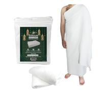UMMA ESSENTIALS Ihram Ehram Ahram for Men for Hajj and Umrah - 2 Towels - Hygienic Natural 100% Cotton Towels 110 x 220cm = 43X86 inch, White, ACI1200