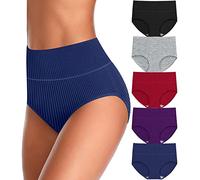 UMMISS Womens Underwear Cotton High Waisted Tummy Control Panties Plus Size Full Coverage Ladies Briefs, A-multi-5 Pack, M-L