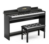 UMOMO 88 Key Full Size Digital Piano Electric Keyboard with Piano Bench, Music Stand+Power Adapter+3-Pedal Board+Instruction Book+Headphone Jack for Beginner/Adults, Black