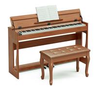 UMOMO 88 Weighted Key Digital Piano with Duet Piano Bench, Beginner Keyboard Piano Full Size Heavy Hammer Weighted Action Electric Piano Keyboard with USB MIDI, Brown