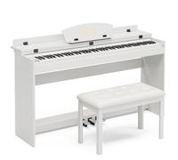 UMOMO UMO-710 88 Key Full Size Digital Piano Electric Keyboard w/Music Stand+Power Adapter+3-Pedal Board+Instruction Book+Headphone Jack for Beginner/Adults, White(Piano Only)