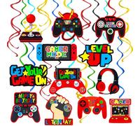 umoni Video Game Birthday Hanging Swirls Red Video Game Party Decorations 20Pcs Game On Ceiling Streamers Gaming Birthday Party Hanging Decorations or Level Up Birthday Baby Shower Supplies
