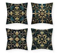 Umootek 4pcs Black&White Gothic Pillow Covers 18x18 Inch, Double-Sided Printing Throw Pillow Covers Square Black White Cotton Cushion Cover for Home Couch Sofa Patio Bedroom Livingroom